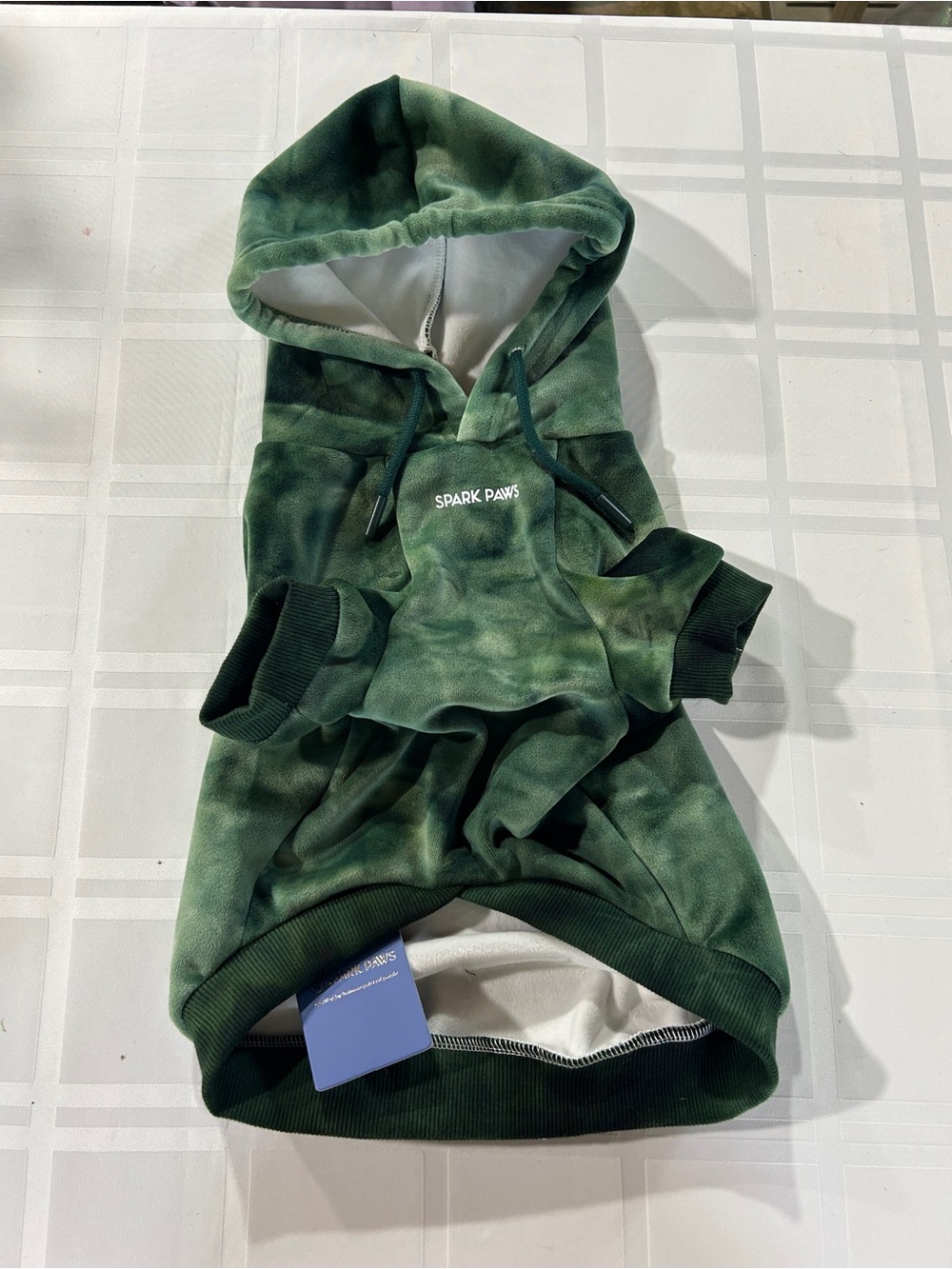 Spark Paws Green Tie-Dye Dog Hoodie